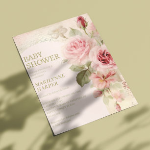Boho Arch Vintage Roses Baby Shower Invitation
