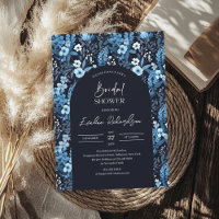 Boho arch watercolor navy and white wildflowers