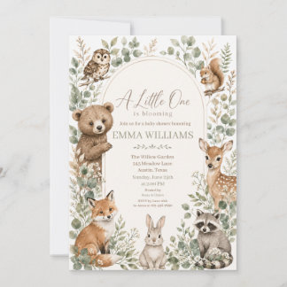 Boho Arch Watercolor Woodland Animals Baby Shower Invitation