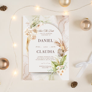 Boho Arch Wedding Invitation Set   Editable Minima