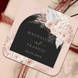 boho arch wedding square sticker