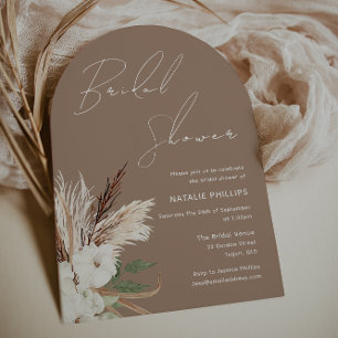 Boho Arch White Floral Bridal Shower Invitation