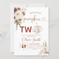Boho Arch White Pumpkin 2nd Birthday Pampas Grass