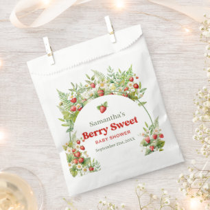 Boho arch Wild Strawberry Baby Shower Berry Sweet Favour Bags