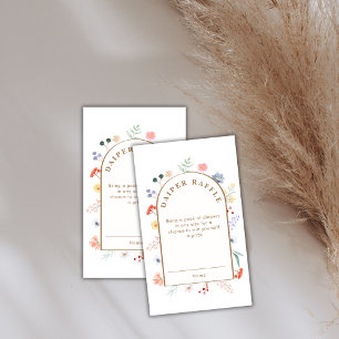 Boho Arch Wildflower Diaper Raffle Baby Shower  Enclosure Card