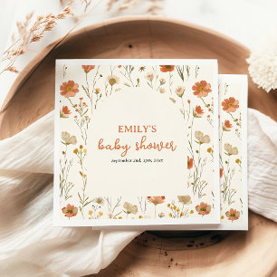 Boho Arch Wildflower Fall Baby Shower Napkin