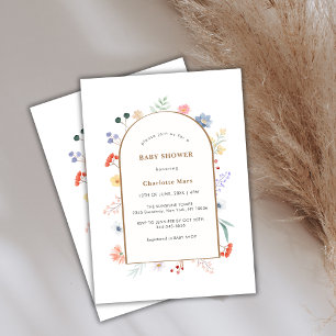 Boho Arch Wildflower Floral Frame Baby Shower Invitation