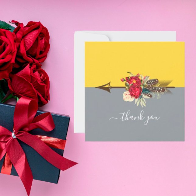 Boho Arrow Colorblock Thank You Card (Creator Uploaded)