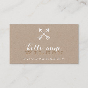 BOHO ARROW LOGO rustic modern white kraft Business Card
