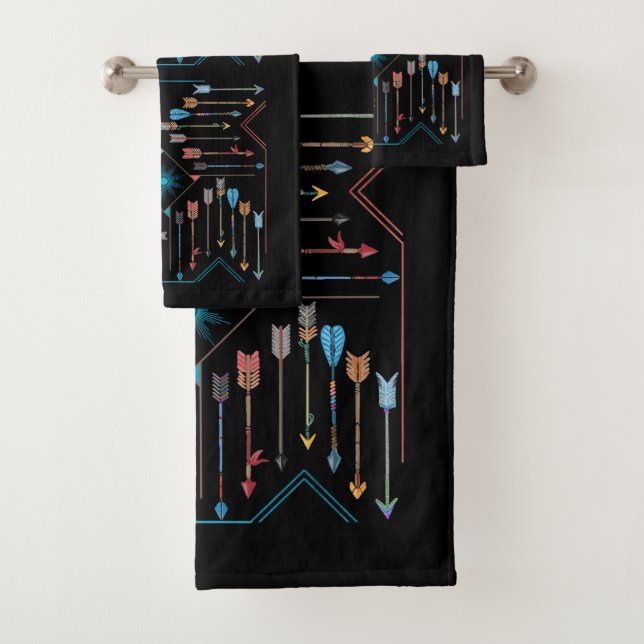 Boho Arrows and Sun V11 Sq ID748 Bath Towel Set (Insitu)