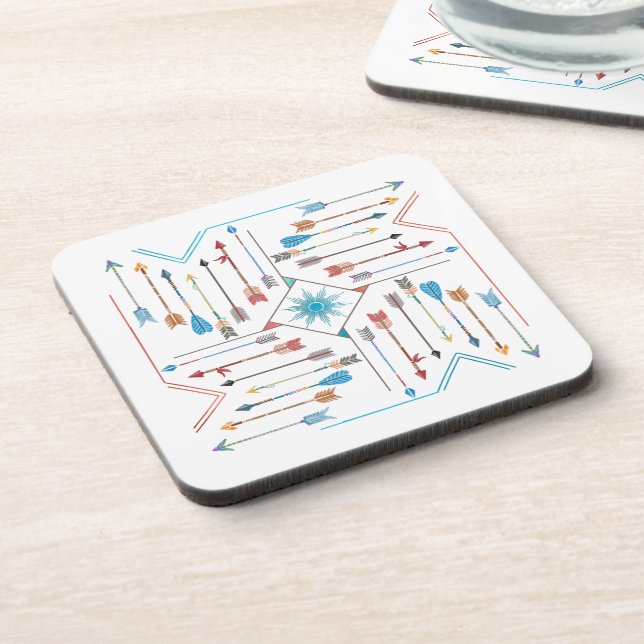 Boho Arrows and Sun V11 Sq ID748 Coaster (Left Side)