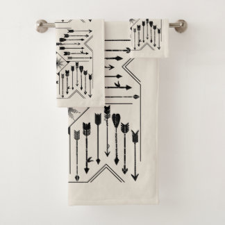 Boho Arrows and Sun V12 Sq ID748 Bath Towel Set