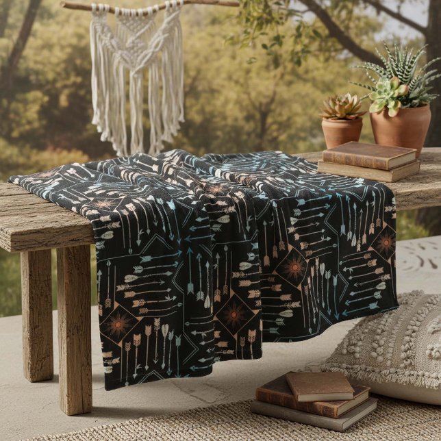 Boho Arrows and Sun V1 ID748 Fleece Blanket (Creator Uploaded)