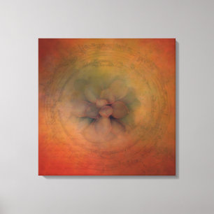 Boho Art Succulents On Orange Textured Background Canvas Print