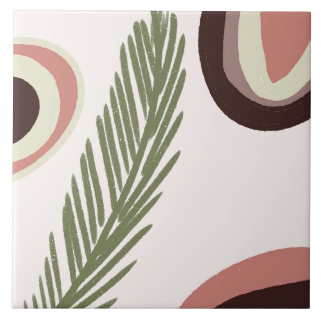 Boho Art Tropical Rainbow Natural Tile (Front)