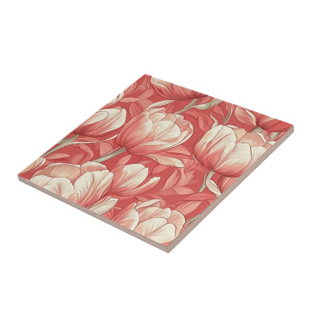 Boho Art Tulip Ceramic Tiles  For Cosy Interior (Side)