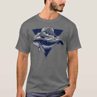 Boho art whale flying between clouds T-Shirt
