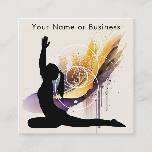 Boho Artful Yoga Vesica Pisces Sacred Geometry Square Business Card (Front)