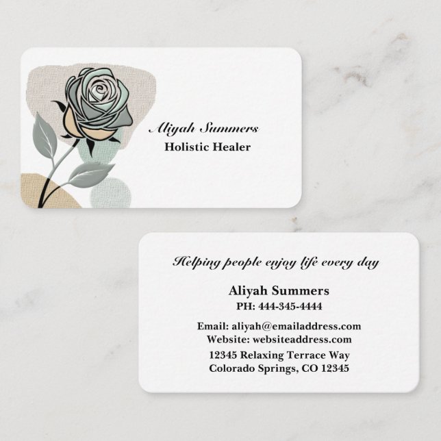 Boho Artistic Rose Meditative Business Card (Front/Back)