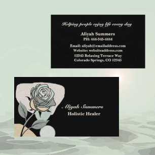 Boho Artistic Rose Meditative Business Card