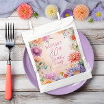 Boho Aster Flowers Floral 80th Birthday Party Favour Bags<br><div class="desc">Elegant bohemian style aster flowers floral design "80th Birthday Party" design,  featuring a floral frame of asters in a variety of colors,  including purple,  magenta rose pink and golden and butter yellow,  on a pastel-toned watercolor background.</div>