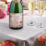 Boho Aster Flowers Floral 80th Birthday Party Sparkling Wine Label<br><div class="desc">Elegant bohemian style aster flowers floral design "80th Birthday Party" design,  featuring a floral frame of asters in a variety of colors,  including purple,  magenta rose pink and golden and butter yellow,  on a pastel-toned watercolor background.</div>