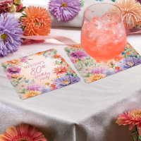 Boho Aster Flowers Floral 80th Birthday Party