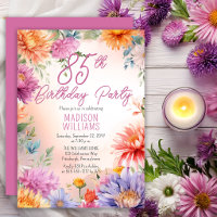 Boho Aster Flowers Floral 85th Birthday Party