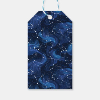Boho Astrology Zodiac sign pattern on blue Gift Tags