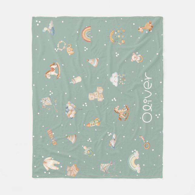Boho Autumn Baby Shower Fleece Blanket (Front)