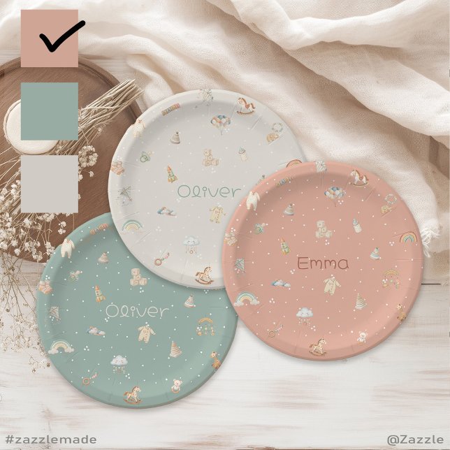 Boho Autumn Baby Shower Personalised  Paper Plate (Boho Autumn Baby Shower Personalized Paper Plates)