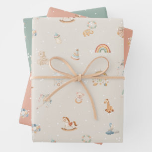 Boho Autumn Baby Shower Wrapping Paper Sheet