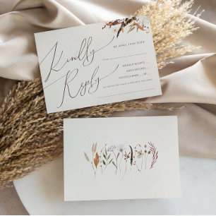 Boho Autumn Beige Horizontal Menu Choice RSVP