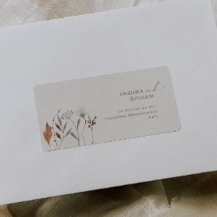 Boho Autumn Beige Wedding RSVP Return Address Label
