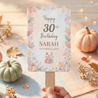 Boho Autumn Birthday Pumpkin Custom Hand Fan