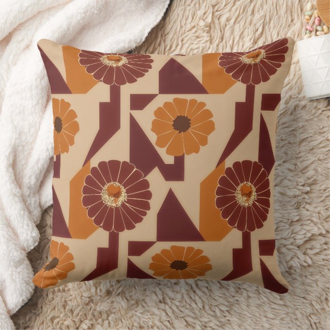 Boho Autumn Botanical Floral Pattern Cushion (Blanket)