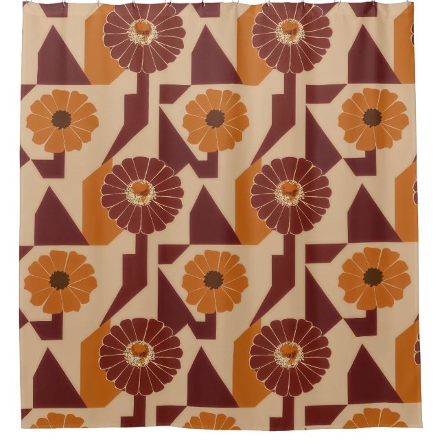 Boho Autumn Botanical Floral Pattern Shower Curtain (Front)
