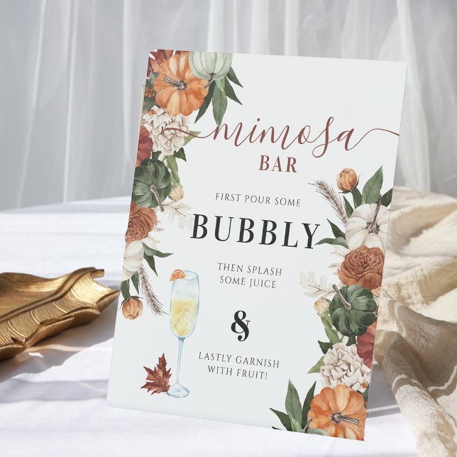 Boho Autumn Bridal Shower Mimosa Bar Pedestal Sign (Creator Uploaded)