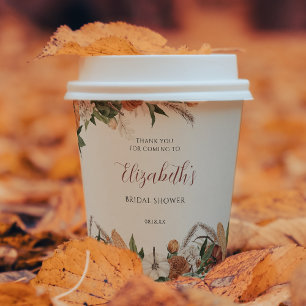 Boho Autumn Bridal Shower Paper Cups