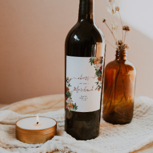 Boho Autumn Bridal Shower Wine Label