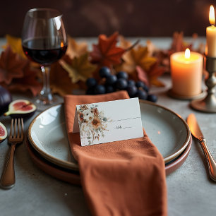 Boho Autumn Dried Flowers Place Card