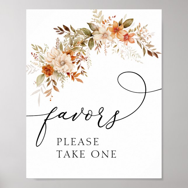 boho autumn fall florals favours sign (Front)