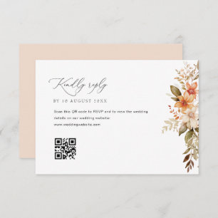 boho autumn fall florals wedding RSVP card