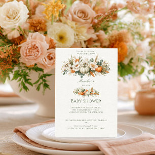 Boho Autumn Floral Arrangement Baby Shower Invitation