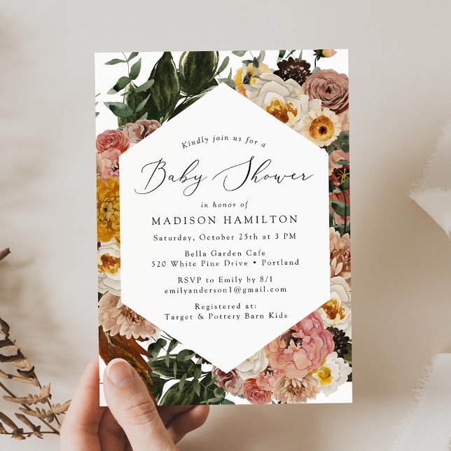 Boho Autumn Floral Baby Shower Invitation (Creator Uploaded)