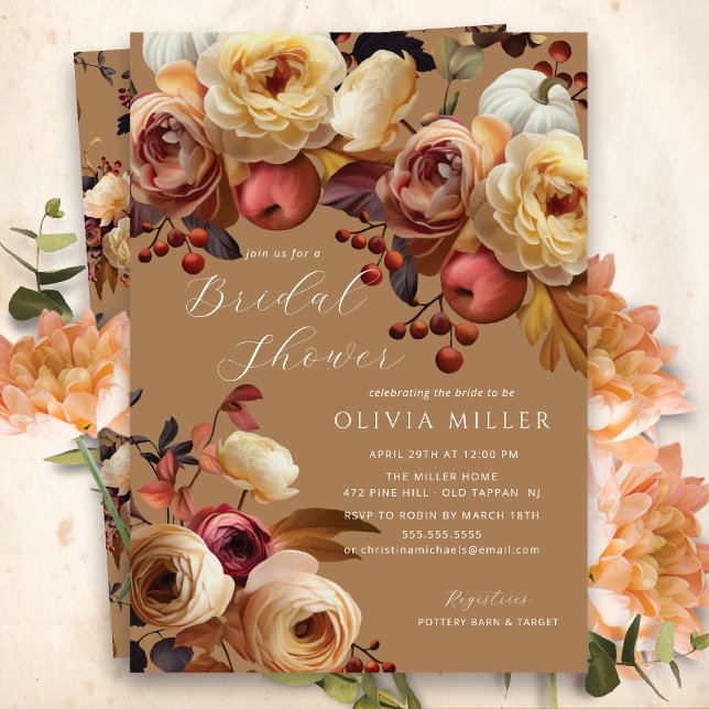 Boho Autumn Floral Bridal Shower  Invitation (Creator Uploaded)