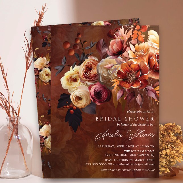 Boho Autumn Floral Bridal Shower  Invitation (Creator Uploaded)
