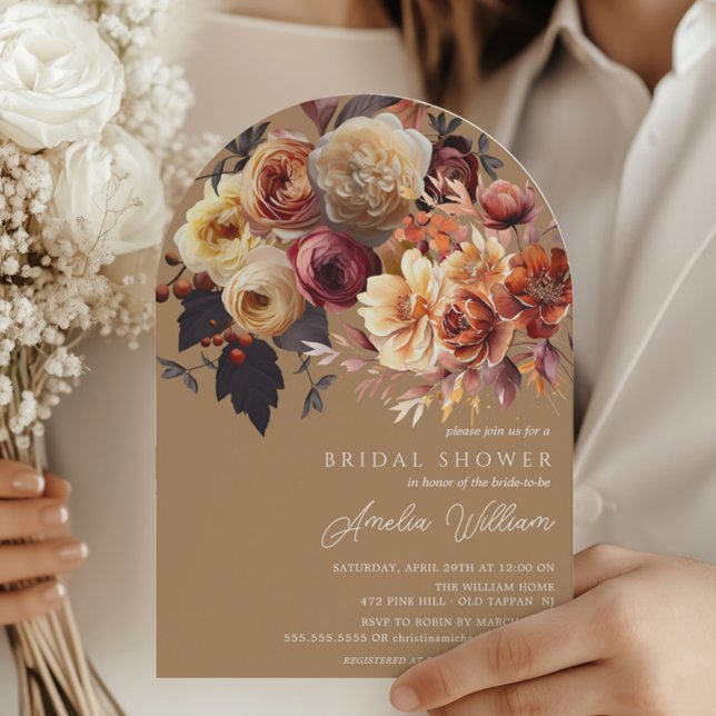 Boho Autumn Floral Bridal Shower  Invitation (Creator Uploaded)