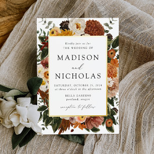 Boho Autumn Floral Frame Wedding