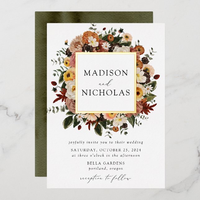 Boho Autumn Floral Frame Wedding (Front/Back)